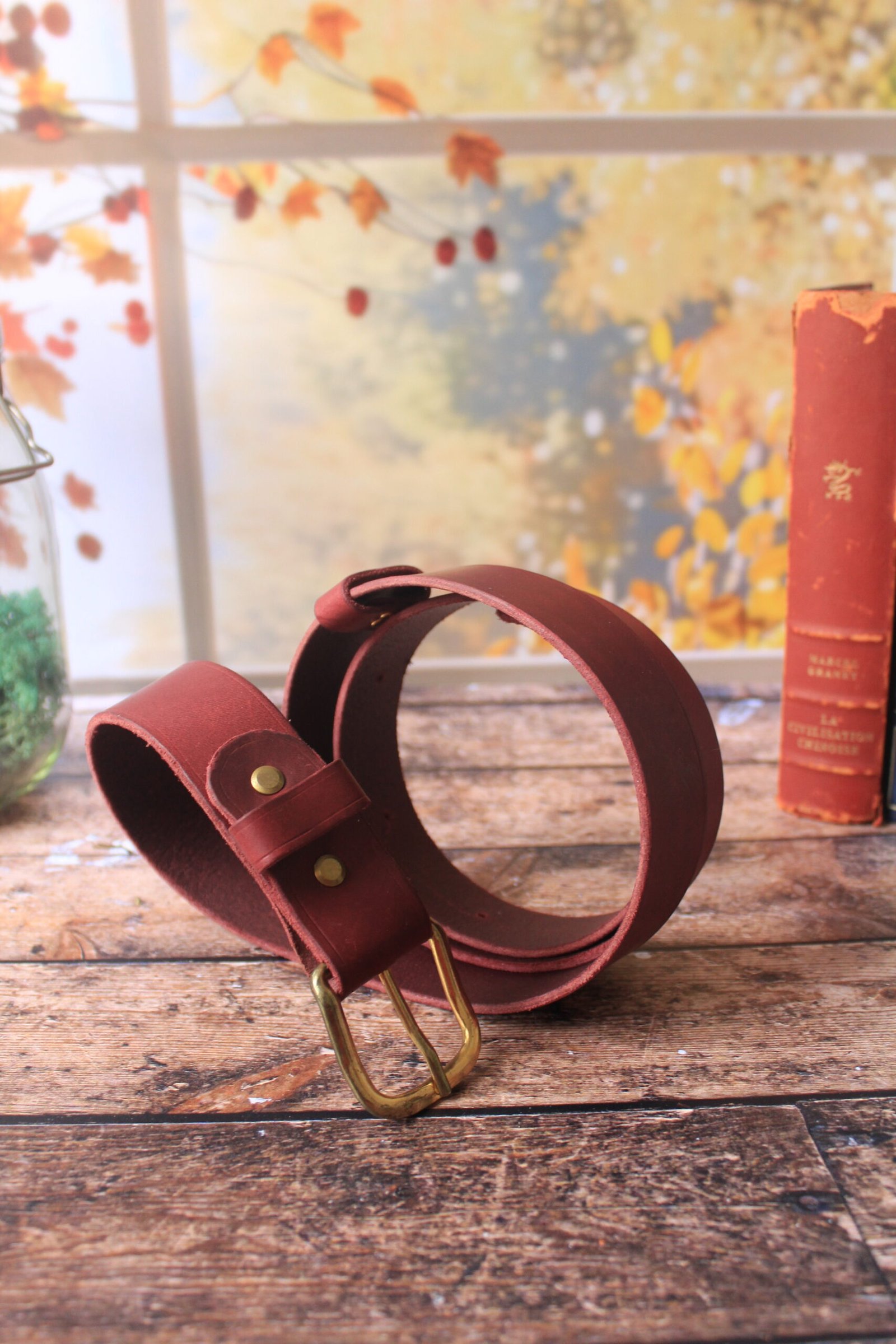 Ceinture bordeau bloucle or
