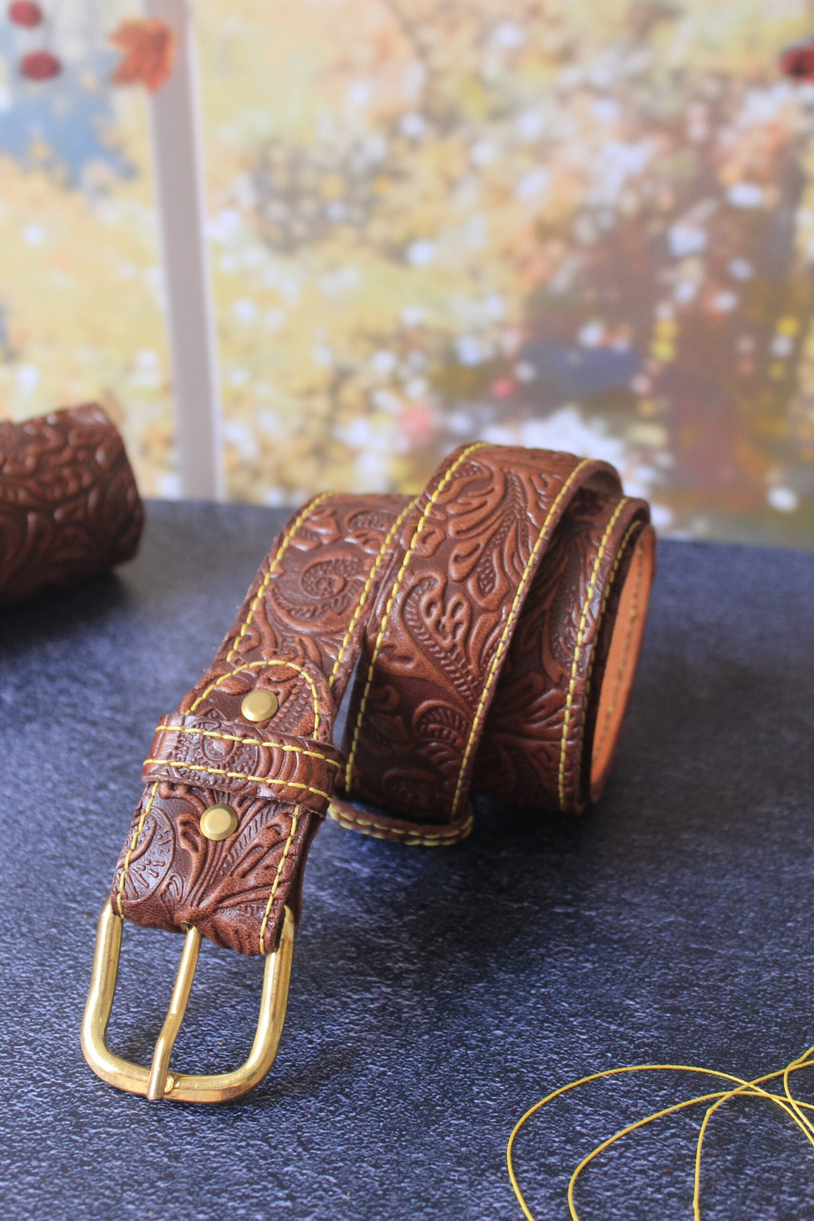 Ceinture Western couture jaune