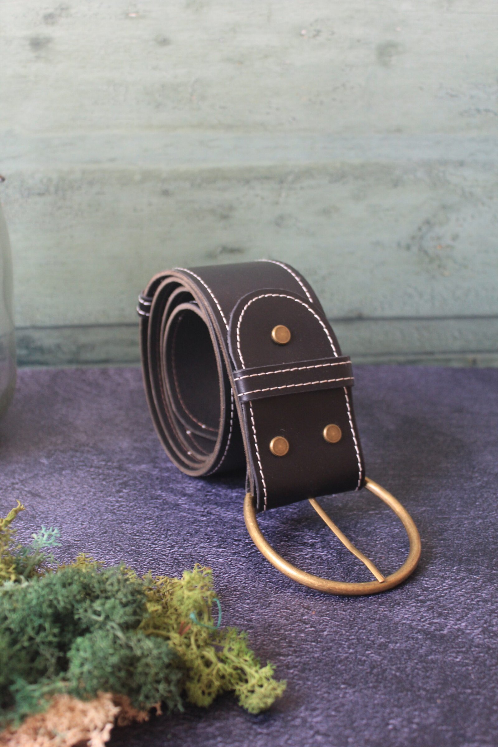 Ceinture large noir boucle or – Image 5
