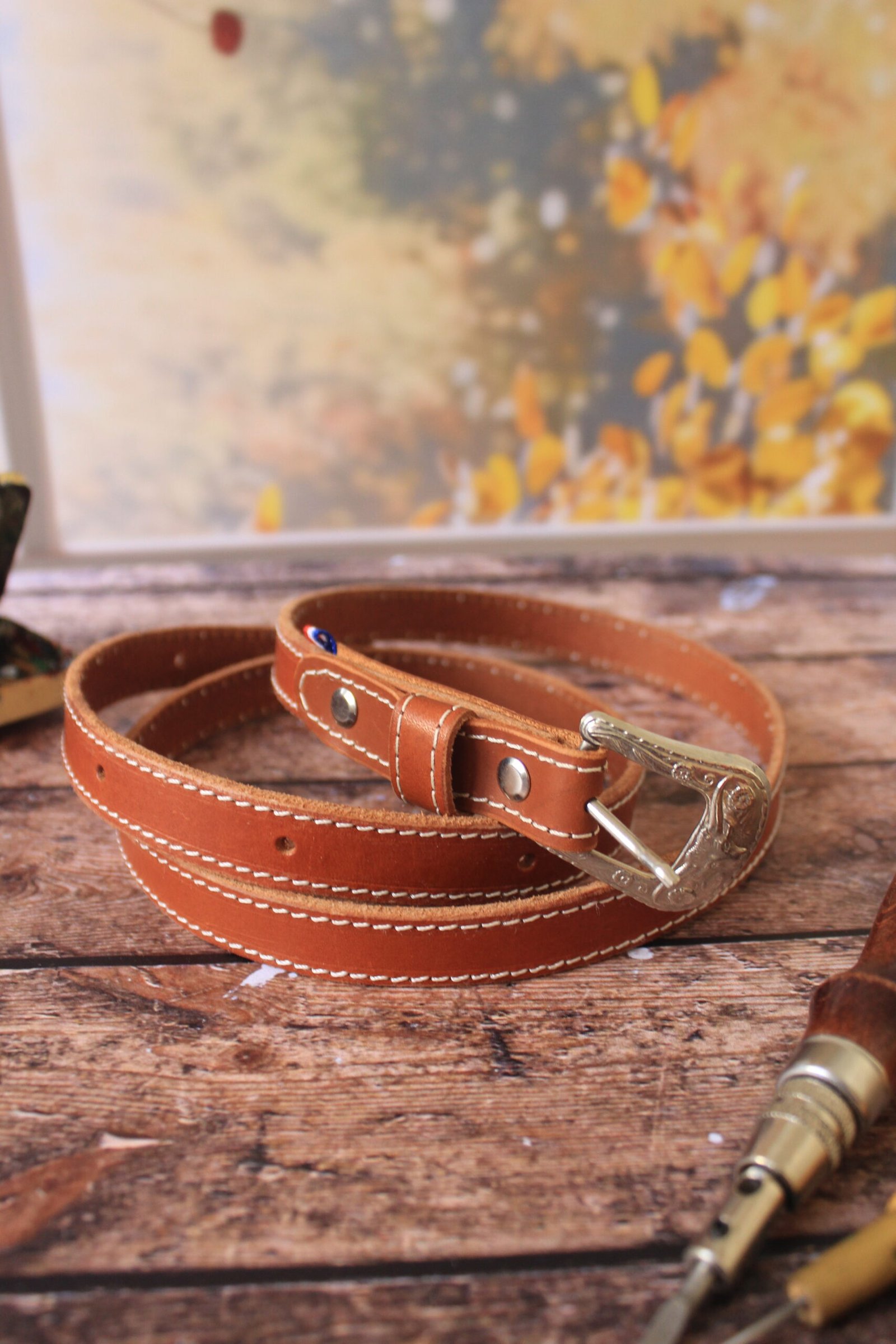 Ceinture fine boucle argent